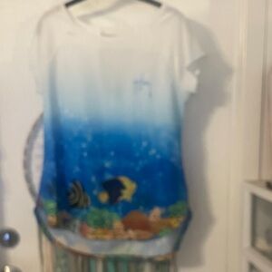 Guy Harvey White to Blue Ombre Short Sleeve Tee with Tropical Fish Print